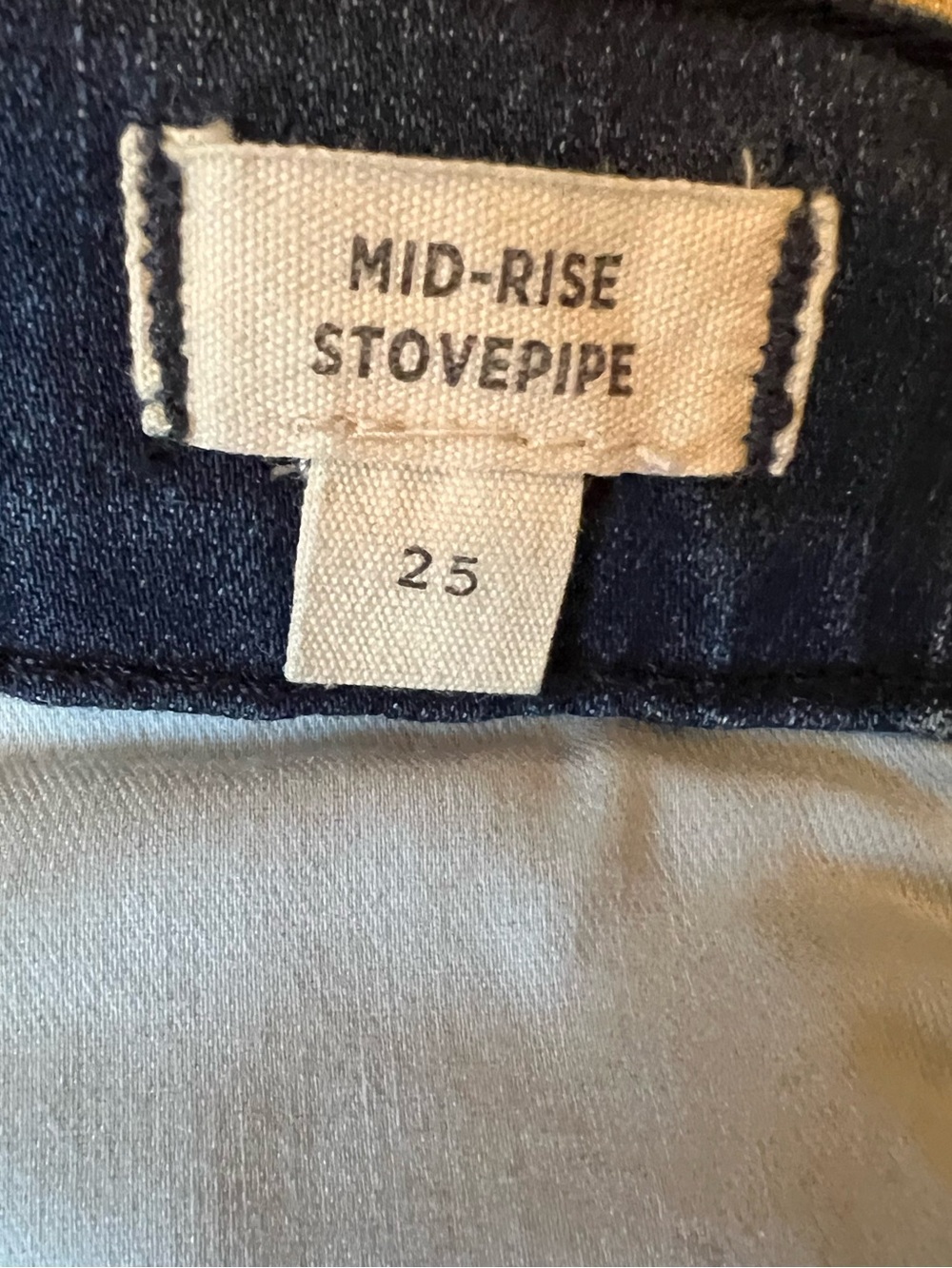 Madewell Mid-Rise Stovepipe Jeans Medium Dark Blue Wash Size 25 Straight Ankle - Picture 7 of 7